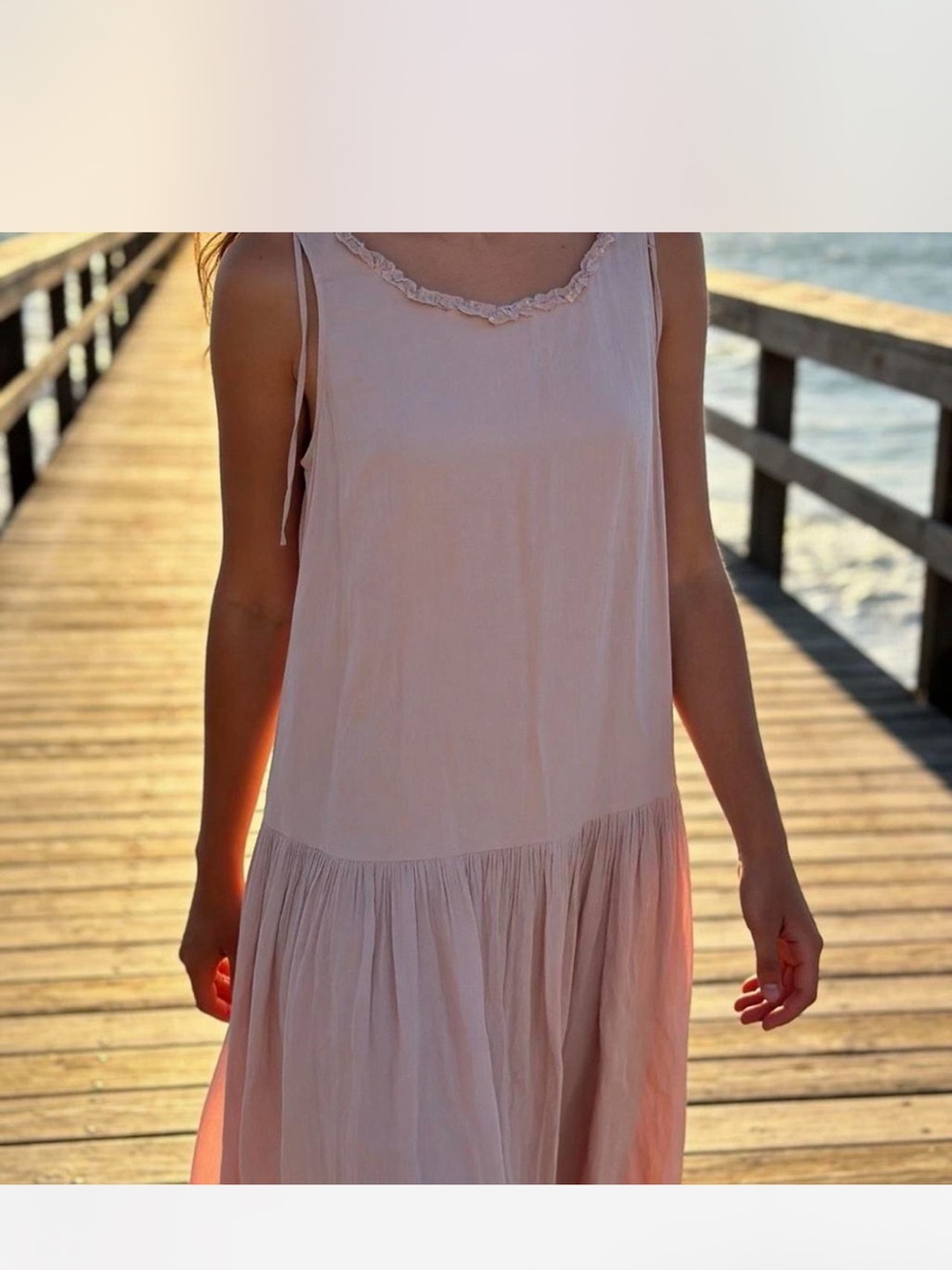 Source Unknown Soft Pink Maxi Dress with Tie Straps